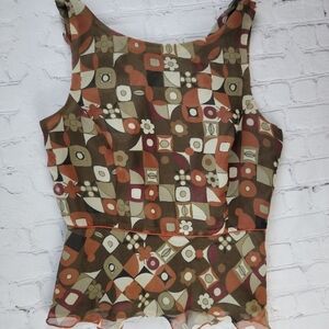 Signature Sangria boho print cowl back tank top